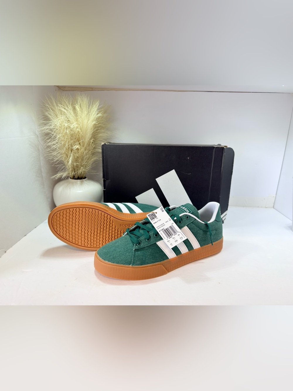 13. Adidas  Daily 3.0 Forest Green Trainers with White Accents